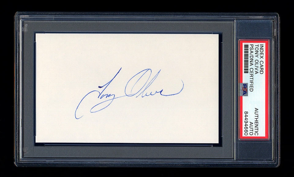 TONY OLIVA SIGNED INDEX CARD MINT PSA/DNA AUTOGRAPH HALL OF FAME MINNESOTA TWINS - Image 1 of 1