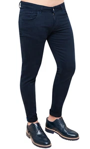 HERREN HOSE BATTISTINI TAILLIERT DUNKELBLAU CASUAL BAUMWOLLE 5 TASCHEN MADE ITALY - Bild 1 von 3