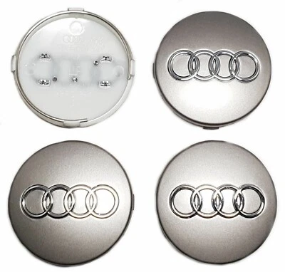 4 tappi coprimozzo audi 60mm borchie cerchi lega per a1 a3 a4 a5 a6 q5 q7 opaco - Image 1 of 4