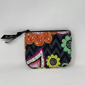Vera Bradley Zip Coin Wallet Pouch Purse Mini Orange Black Quilted 5 X 4 - Picture 1 of 8