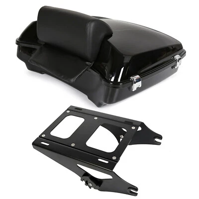 Black Razor Pack Trunk w/ Rack Latch For Harley Touring Road Glide FLHT 14-25 - Image 1 of 4
