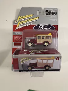 2023 JOHNNY LIGHTNING 1931 FORD MODEL A WOODY STORAGE TIN REL 1 VS A NO 3 1:64 - Picture 1 of 3