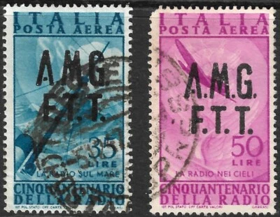 Italy Trieste Scott C11-C12 Used F/VF Air Post Occupation Stamps Issued 1947 - Image 1 of 2