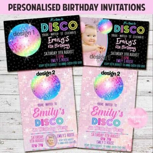 'YOU PRINT' DISCO PARTY Birthday Invitations Invites Personalised DIGITAL FILE - Picture 1 of 7