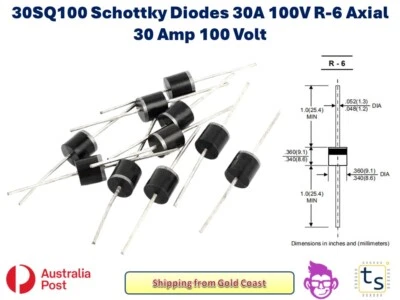 30SQ100 Schottky Diodes 30A 100V R-6 Axial 30 Amp 100 Volt - image 1 of 2