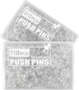 220 Pcs Push Pins Tacks, Thumb Tacks for Wall Bulletin Board, Clear Plastic Head - Picture 1 of 2
