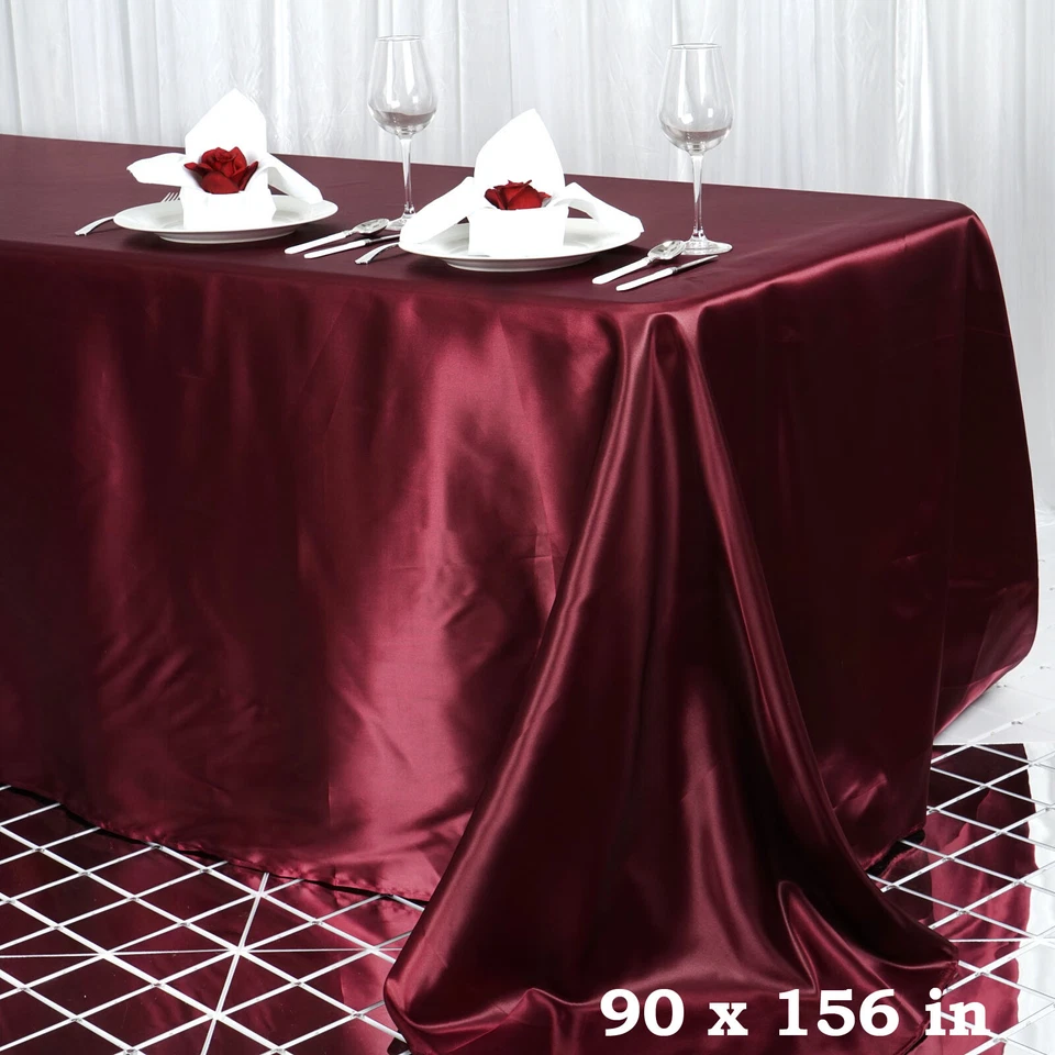5 pcs 90x156" RECTANGLE Satin TABLECLOTHS Wedding Party Banquet Kitchen Linens - Image 1 of 1