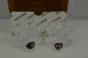 Michael C Fina 24% Lead Crystal Candle Holders Pair Set of 2 NEW unused kv - Bild 1 von 6
