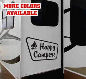 RV camper slide out vinyl graphics decals large sticker decal kit happy campers - Imagen 1 de 3