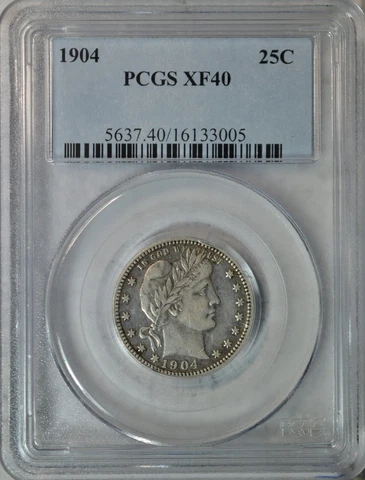 1904 Barber quarter, PCGS XF40..........Type Coin Company Cover