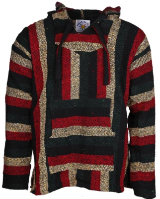 Sudadera con Capucha Baja Pullover Vintage Rasta Rayas Sudadera con Capucha Chaqueta Baja Mexicana Foto 1 de 4