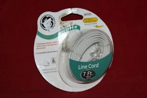 GE 86581, Phone Line Cord, 7ft, White, RJ-11 - Picture 1 of 3