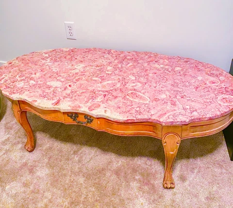 Vintage Queen Anne Style Marble Top Coffee Table, great condition Cover