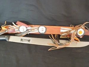 VINTAGE MACHETE INCOLIMA COLOMBIA DECORATIVE LEATHER SHEATH JUNGLE HUNTINGTRAVEL - Picture 1 of 12
