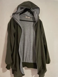 Navy Green Jacket Grey Soft Inside With Good And Zip Front Size L - Picture 1 of 6