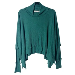 We The Free - Women's Moon Daisy Thermal Pullover Lagenlook Hunter Green - Sz. L - Picture 1 of 7