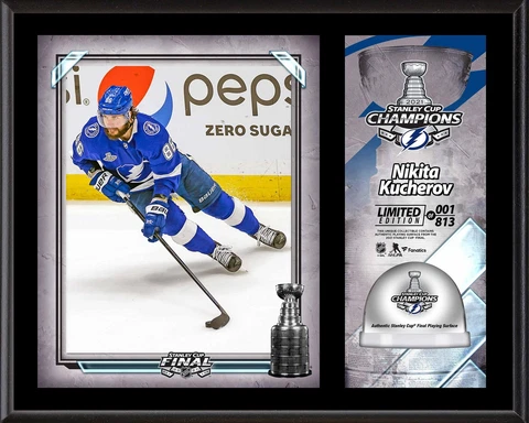 Nikita Kucherov TB Lightning 2021 SC Champ 12x15 Plaque w/GU Ice LE/813 Cover