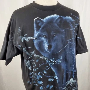 T-Shirt Grigio Lupo Vintage Adulto XL Winona Nero Cotone Crew, Natura Selvatica - Foto 1 di 6