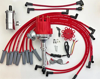 Cadillac 429 1964-1965 rojo tapa pequeña distribuidor Hei + bobina de 45 k + cables de 8,5 mm EE. UU. Foto 1 de 4