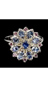 925 Sterling Silber Ring Birne Tanzanit Kyanit Saphir Edelstein Schmuck - Bild 1 von 4