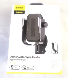 Baseus Armor Motorcycle & Bike Mount / Handlebar Bracket / Phone Holder - Black - Picture 1 of 4