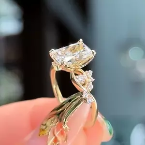 IGI 2.30 Ct Radiant Cut Lab Grown Diamond Engagement Ring 14K Yellow Gold - Picture 1 of 10