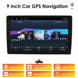 9" Android10 Car Radio GPS 8-Core 3+32GB Headunit DSP Stereo 4G-LTE Auto CarPlay - Picture 1 of 12