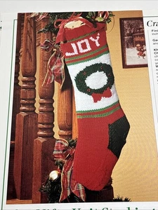 Joy Christmas Stocking Knitting Pattern Pages From Book - Picture 1 of 4