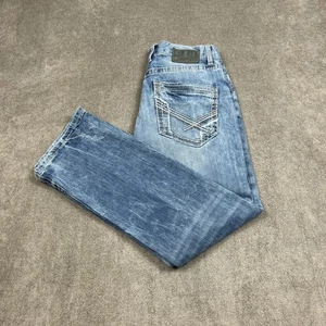 Pantalones de mezclilla BKE Carter rectos para hombre 31R (31x31) lavado ligero desgastados tiro bajo - Imagen 1 de 8