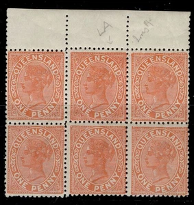 AUSTRALIA - Queensland QV SG179, 1d vermilion-red, LH MINT. Cat £108+ BLOCK x6 - Picture 1 of 1