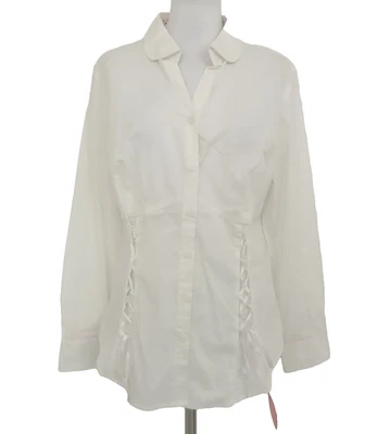 Blusa para mujer Joe Browns talla 16 blanca cinta abotonada media nueva Foto 1 de 4