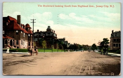 Vintage 1909 Jersey City NJ Highland Ave Boulevard Postcard - Image 1 of 2