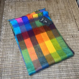 Pokoloko Alpaca VIVID Multicolors 80’s 90’s Checkered  78" x 13" Scarf NWT - Picture 1 of 5