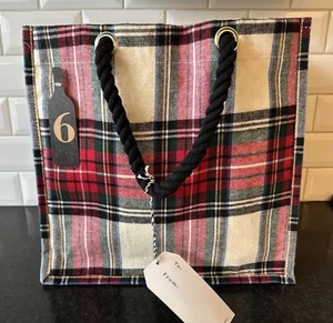 Plaid Wine Bottle Holder Tote Bag Holds 6 Bottles New With Tags - Picture 1 of 5