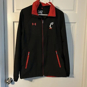 Under Armour Cincinnati Bearcats Full Zip Light Jacket Men's M Black Red Hooded - Picture 1 of 10