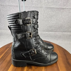 Stivali da combattimento neri con fibbia donna 8,5 stringati moto metà polpaccio - Foto 1 di 15