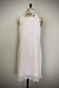 Abito Vince Camuto bianco lino e pizzo TG 14 Lagenlook romantico - Foto 1 di 11