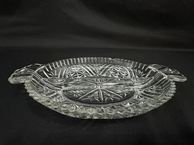 Vintage Anchor Hocking Stars & Barres Divisé Relish Plat 10 " Verre Transparent - Photo 1/4