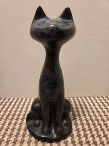 VTG Manuel Felguerez Black Cat Studio Pottery Art Sculpture MCM Modernist Oaxaca - Picture 1 of 16
