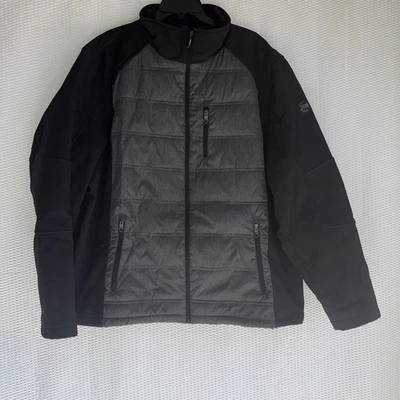 Calvin Klein Men Black Gray XL Puffer Jacket Softshell Full Zip Outwear Athletic - Image 1 of 4