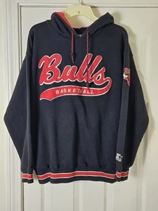 Vintage Starter Chicago Bulls Tailsweep Script Hoodie Men's Size Large - Picture 1 of 4