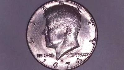 1974-D Kennedy Half Dollar Die Clash Weak FG Brilliant Luster - Image 1 of 4
