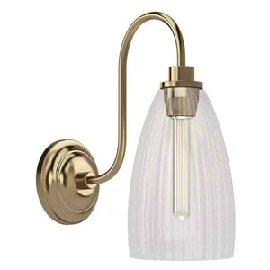 Progress Lighting Cely 14" 1-Light Brushed Bronze Wall Sconce Ribbed Glass Shade - Picture 1 of 1