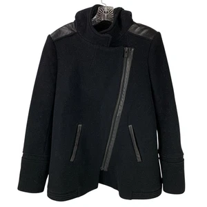 Maje Wool Cashmere Hooded Moto Jacket With Lambskin Accents Damen EUR 40 / US 8 - Bild 1 von 10