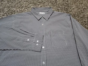 Haggar Shirt Mens 2XL XXL Black White Check Plaid Performance Long Sleeve - Picture 1 of 13