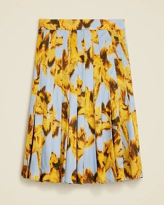 NWT J Crew Pleated Knee Length Skirt In Saffron Floral Twill. Size 14 - Image 1 of 4