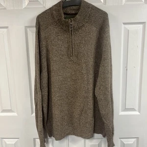 Eddie Bauer Herren TXXXL Quarter Zip Cotton Sweater Pullover Braun/Beige - Bild 1 von 5