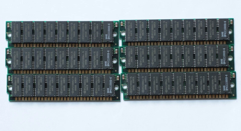 Lot of 6x1024KB - FPM memory - SIMM 30pin - 6MB - SIMM30 - 70ns - TESTED - Image 1 of 2