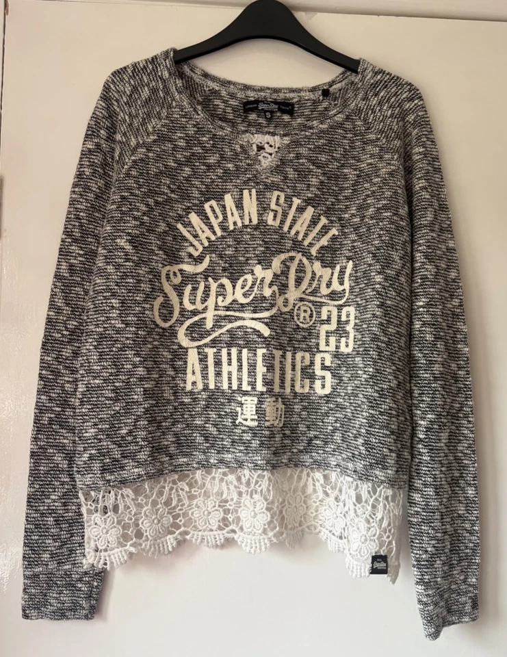 SUPERDRY Japan State Athletics grey long sleeve top size S - Image 1 of 1