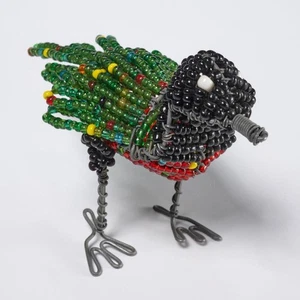 Estatuilla escultura arte pájaro africano alambre con cuentas a mano independiente 3,25" h - Imagen 1 de 4